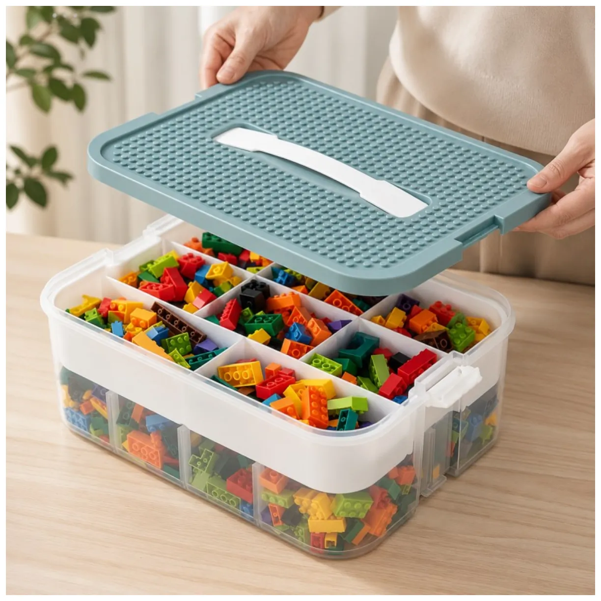 Przezroczysty organizer na klocki Lego 3-piętrowy z tacą sorter - obrazek 3
