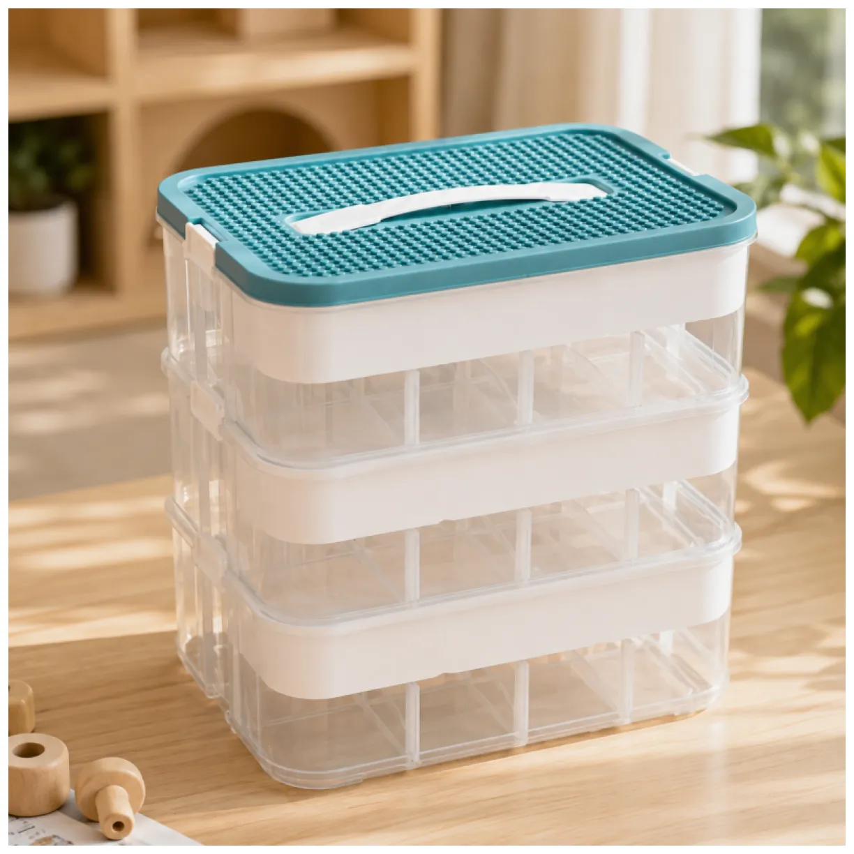 Przezroczysty organizer na klocki Lego 3-piętrowy z tacą sorter - obrazek 9