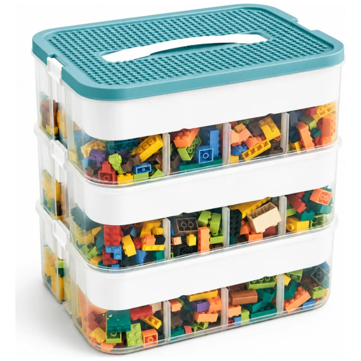 Przezroczysty organizer na klocki Lego 3-piętrowy z tacą sorter - obrazek 10