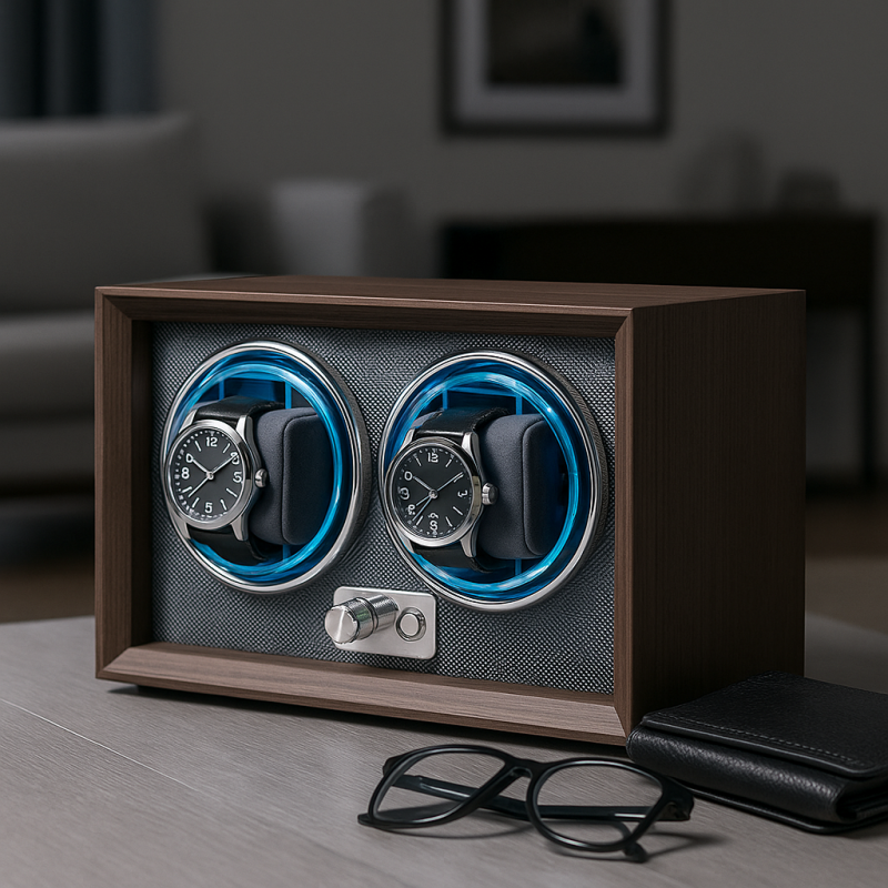 Rotomat szkatułka etui automatyczne na 2 zegarki drewno 24x12x15cm PD146 - obrazek 2