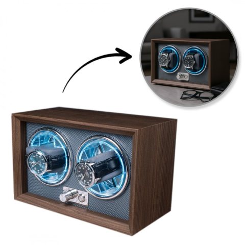 Rotomat szkatułka etui automatyczne na 2 zegarki drewno 24x12x15cm PD146