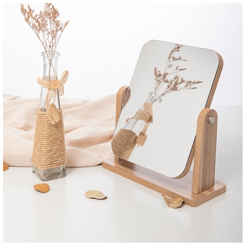 Lusterko kosmetyczne stojące drewniane prostokątne 23,5x19cm L7BR - obrazek 4