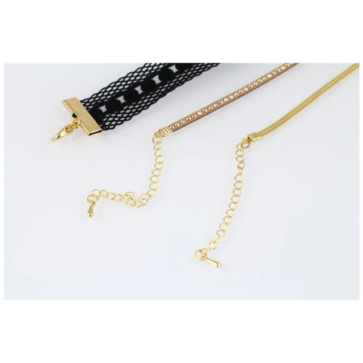 NASZYJNIK CHOKER KORONKA - CZERŃ N520CZ - obrazek 2