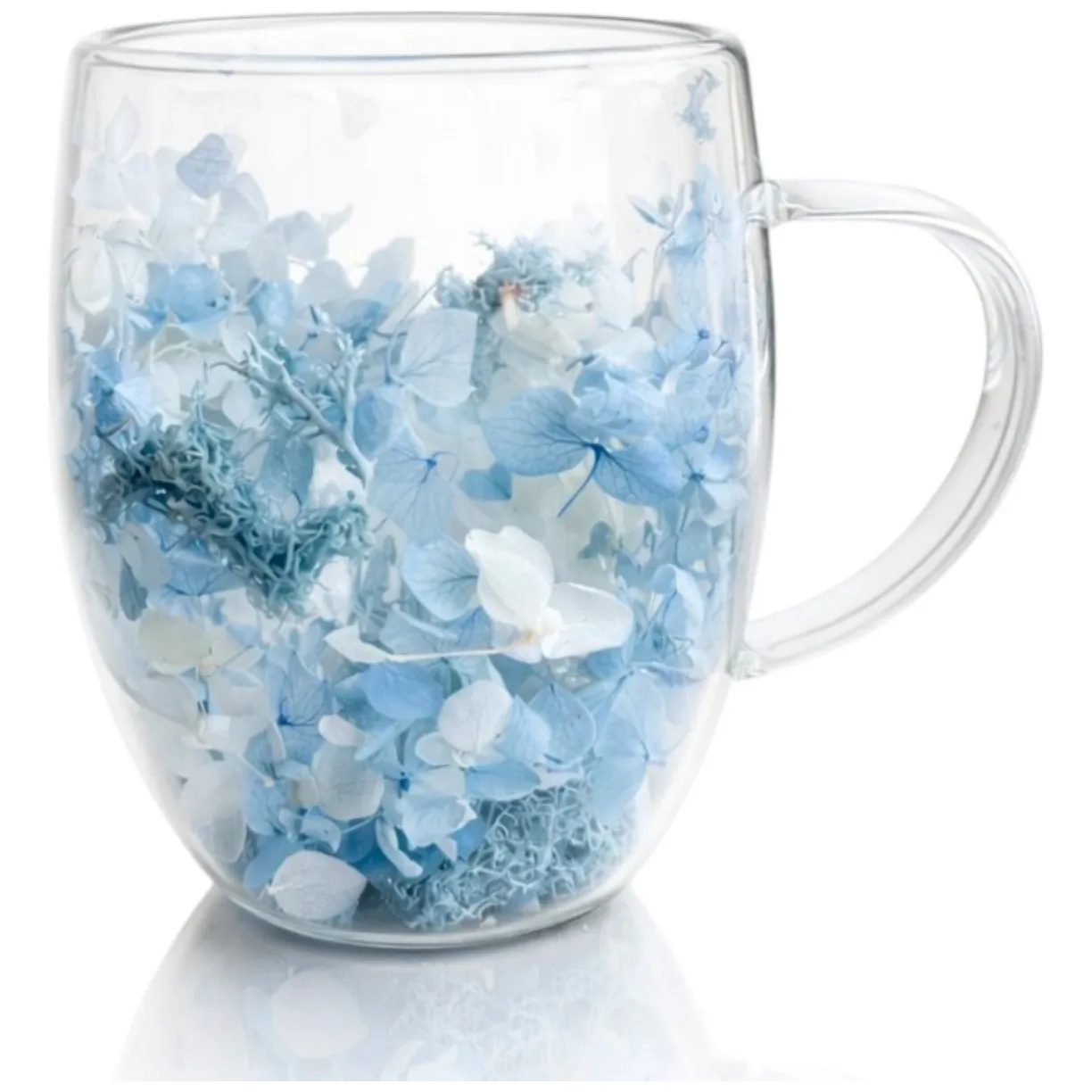 Szklanka termiczna z kwiatami w środku, hortensje, mech niebieskie 300 ml 1szt SZK206 - obrazek 3