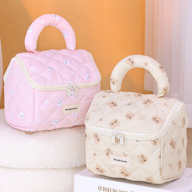 Kosmetyczka rozkładana elegancka kuferek pikowana BEAR KS131K - obrazek 4