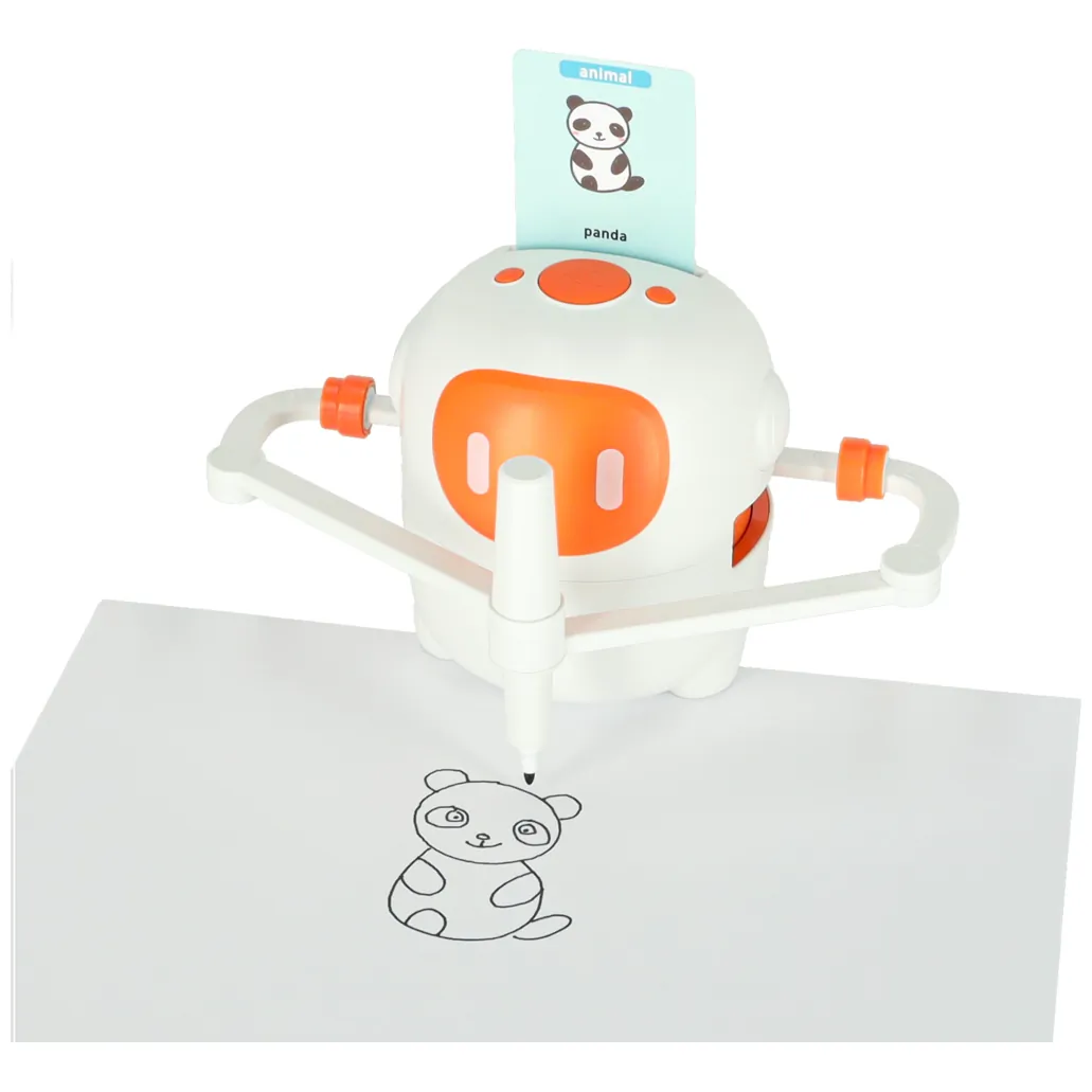 Interaktywny robot edukacyjny do rysowania z fiszkami i mazakami pomarańczowy - obrazek 8