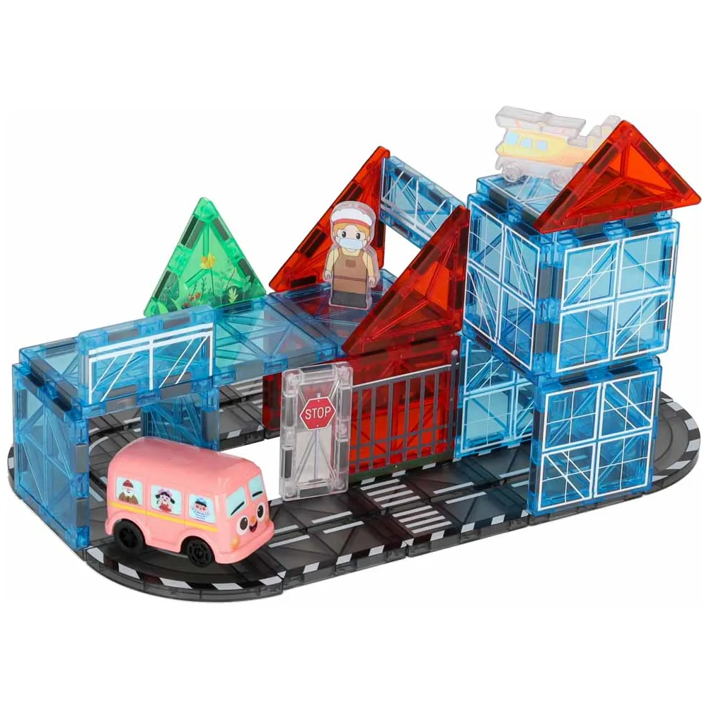 Klocki magnetyczne 3D zestaw konstrukcyjny miasto z autkami 91 szt. - obrazek 10