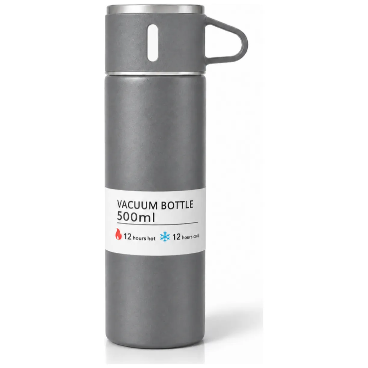 TERMOS turystyczny z kubkiem, szczelny, stal nierdzewna szary 500ml - obrazek 10