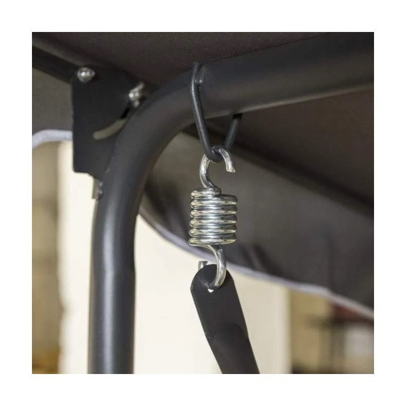 Huśtawka ogrodowa 3-osobowa z baldachimem i 2 poduszkami, czarna HO01CZ - obrazek 8