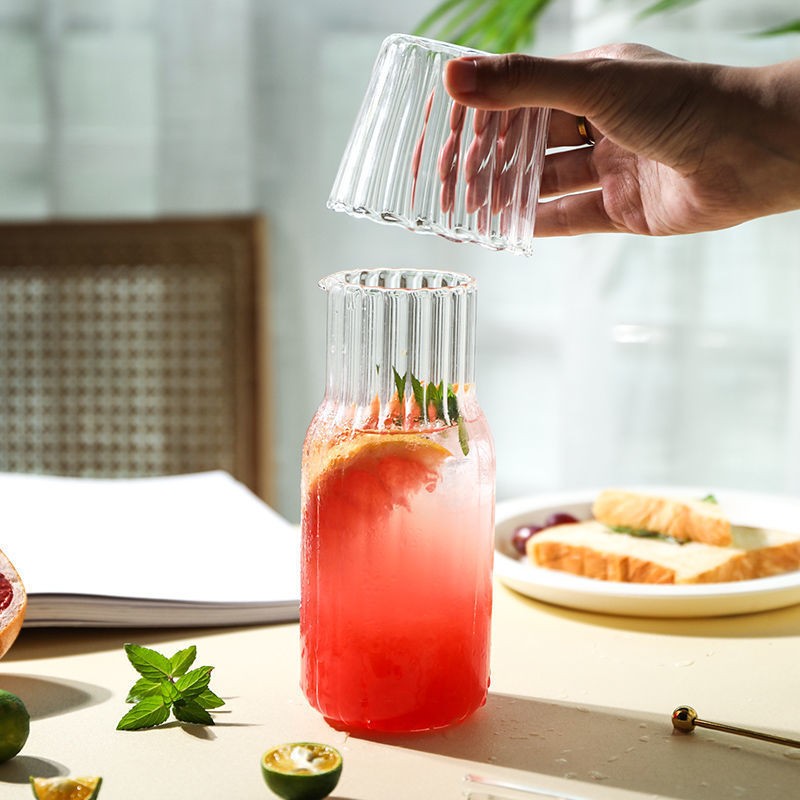 Karafka z falowanymi ściankami 510ml i pokrywką- szklanką 220 ml KARR02 - obrazek 2