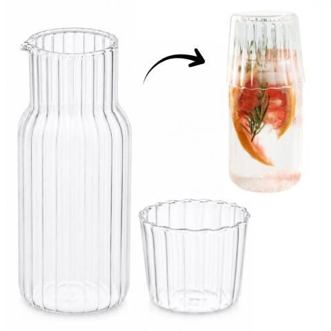 Karafka z falowanymi ściankami 510ml i pokrywką- szklanką 220 ml KARR02