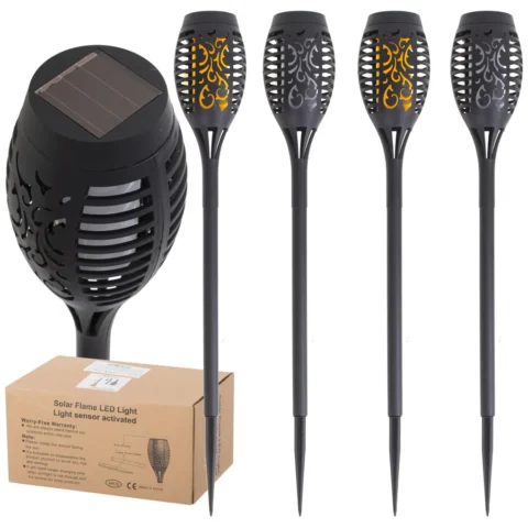 Lampy solarne ogrodowe pochodnie 12LED 4szt.