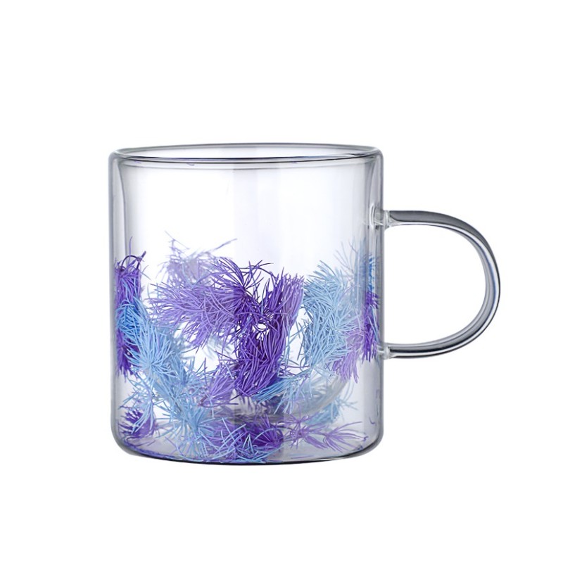 Szklanka termiczna z elementami roślinnymi w środku, fiolet 300 ml 1szt SZK134 - obrazek 2