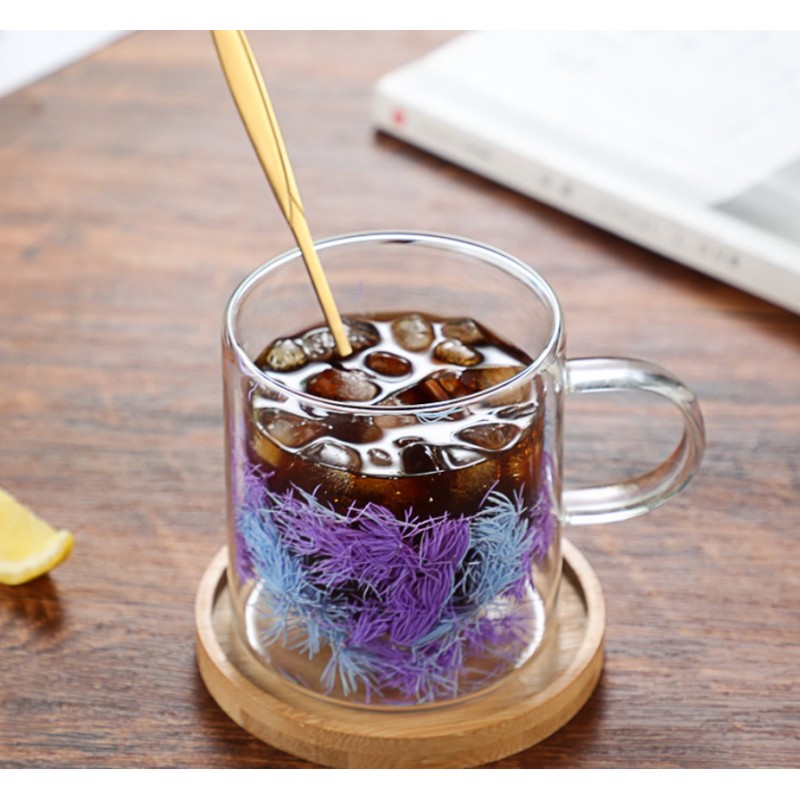 Szklanka termiczna z elementami roślinnymi w środku, fiolet 300 ml 1szt SZK134 - obrazek 3