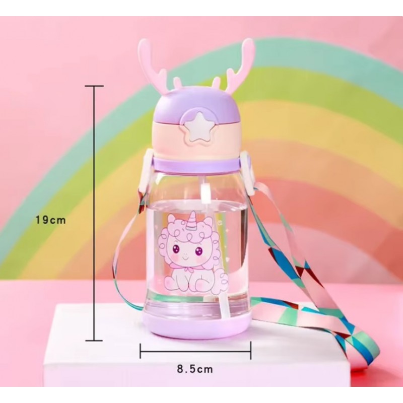 Butelka na wodę Bidon dziecięcy ze słomką 600 ML BD30FIO - obrazek 2