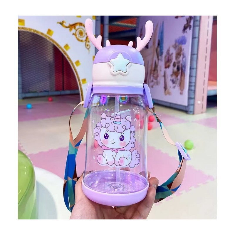 Butelka na wodę Bidon dziecięcy ze słomką 600 ML BD30FIO - obrazek 3