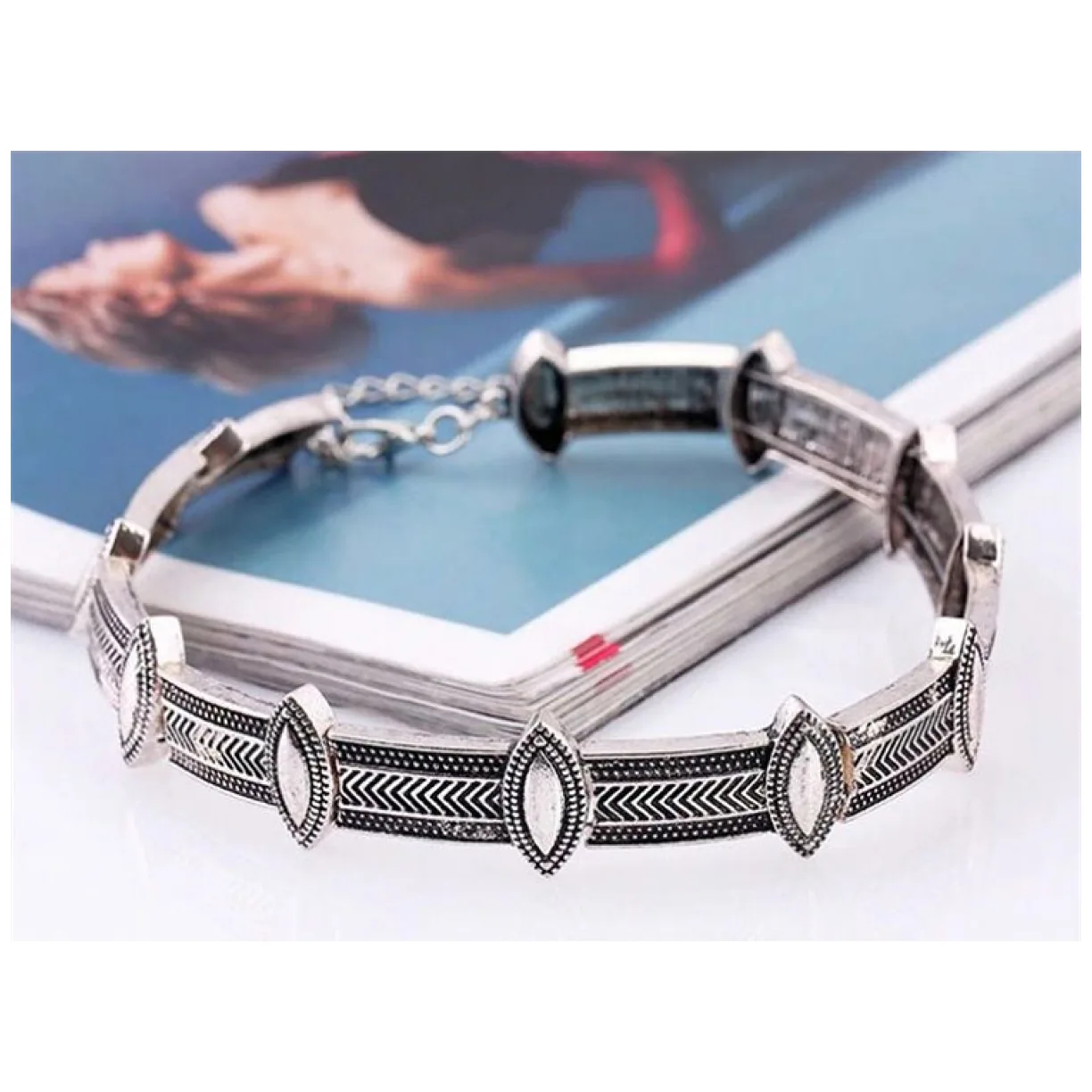 NASZYJNIK CHOKER METAL, BOHO, GRUBY - obrazek 2