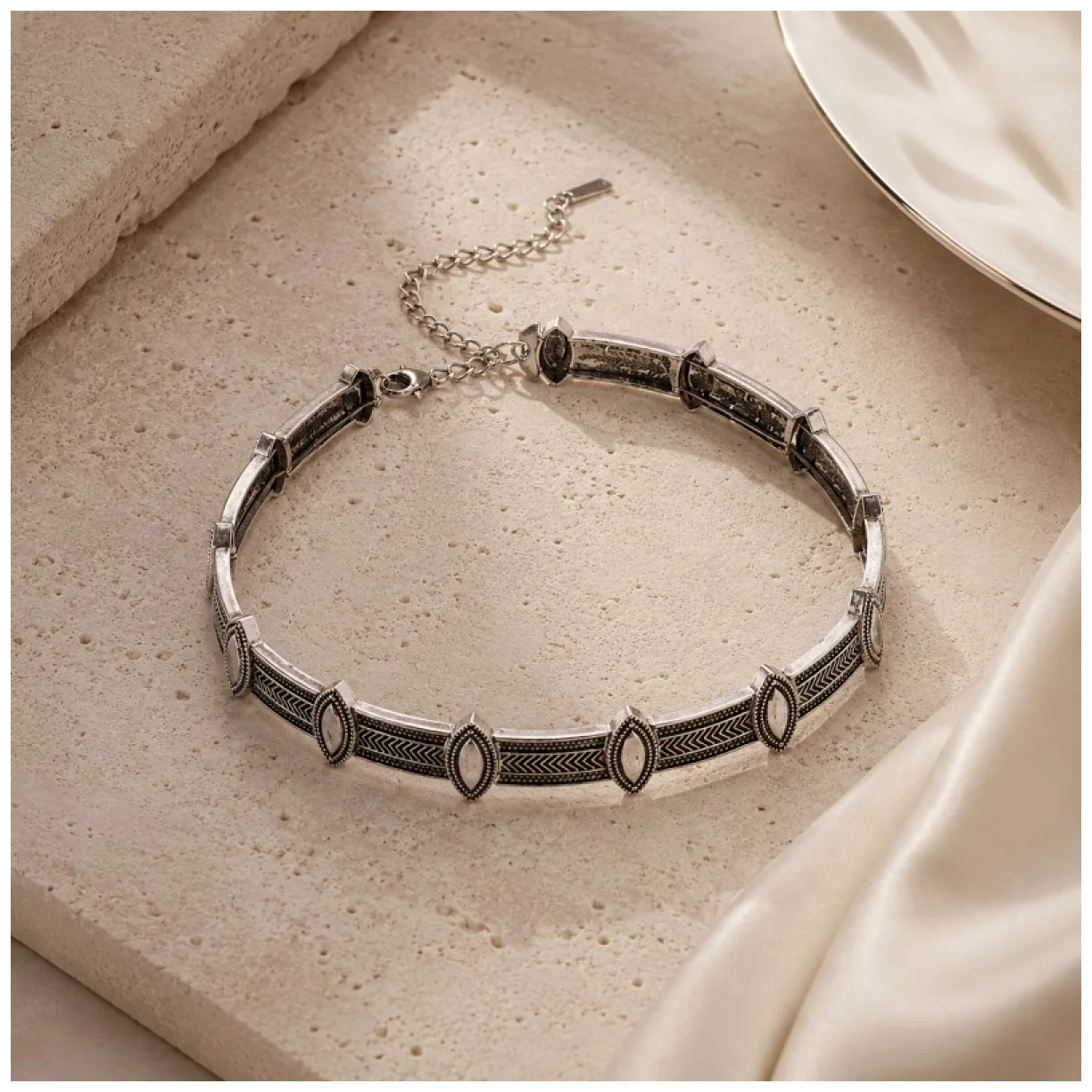 NASZYJNIK CHOKER METAL, BOHO, GRUBY - obrazek 5