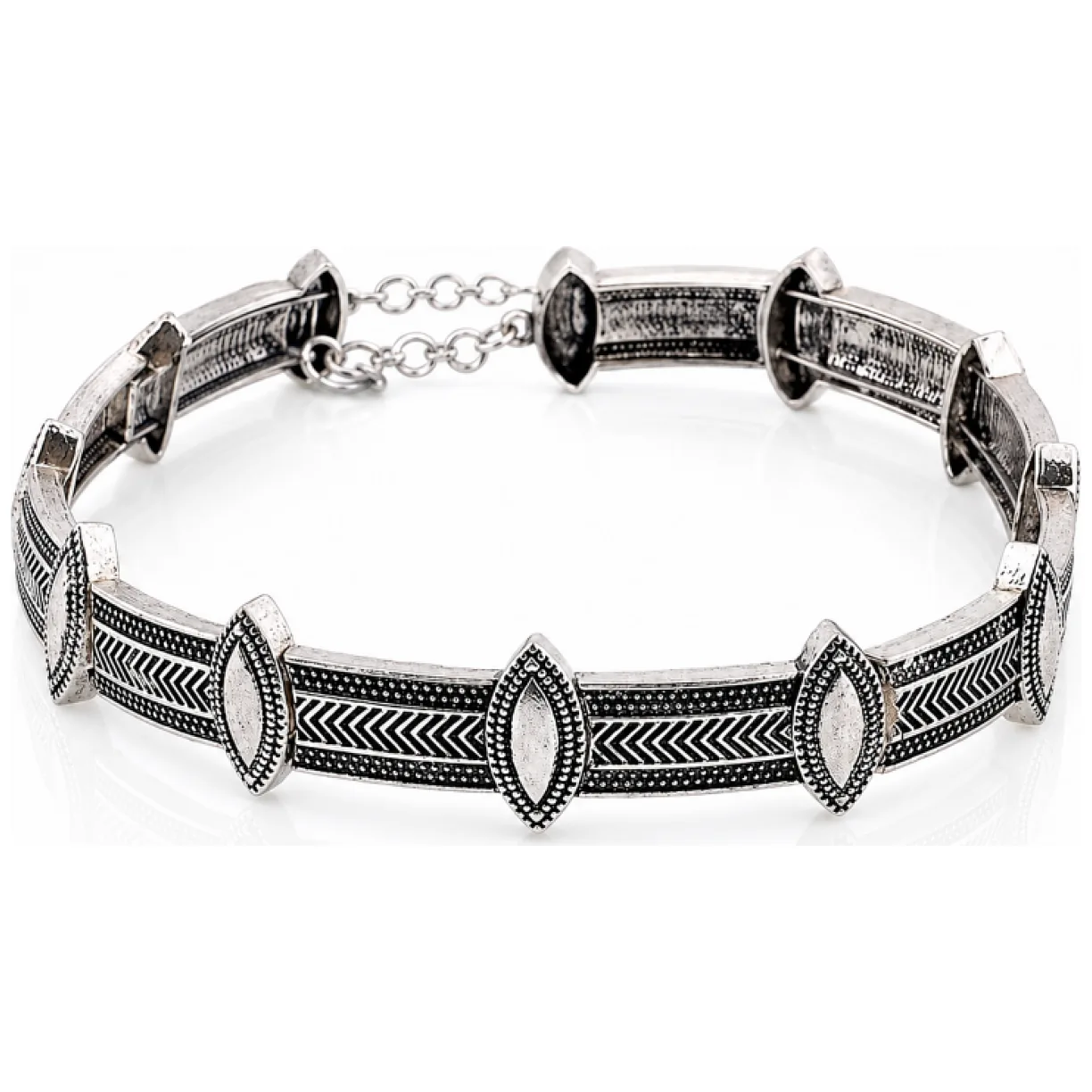 NASZYJNIK CHOKER METAL, BOHO, GRUBY