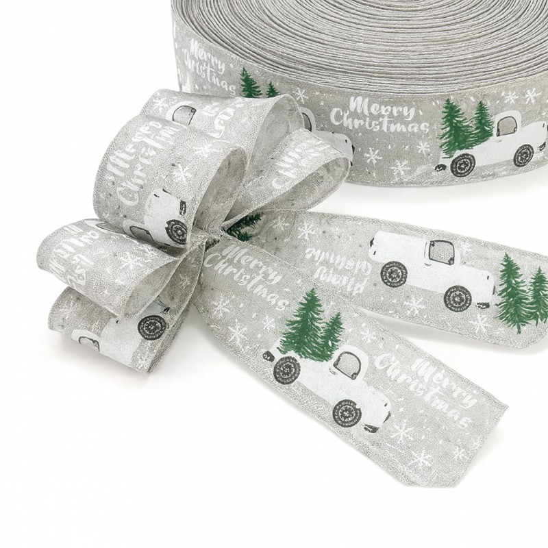 Taśma świąteczna, wstążka do kokard na prezent Boże Narodzenie 5cm x 5m KSN72 - obrazek 2