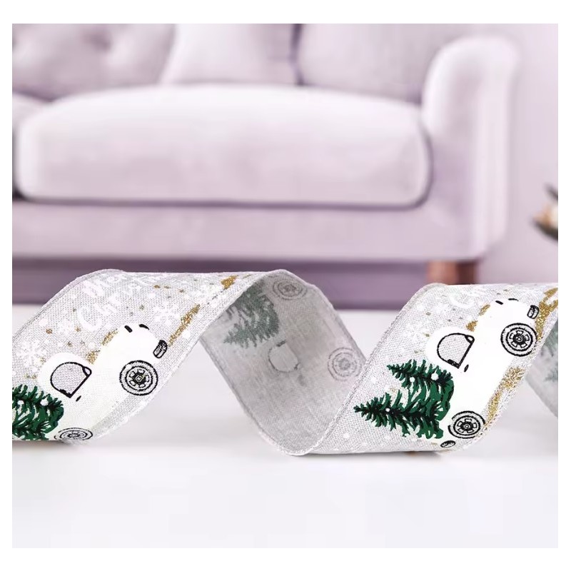 Taśma świąteczna, wstążka do kokard na prezent Boże Narodzenie 5cm x 5m KSN72 - obrazek 5