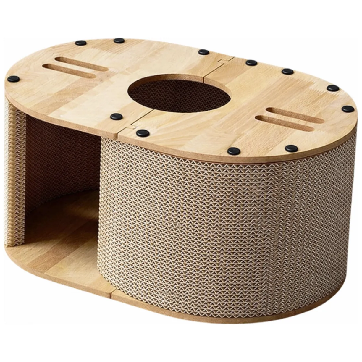 Tekturowy drapak dla kota, budka, domek, legowisko - 57 x 39,5 x 25 cm - obrazek 6