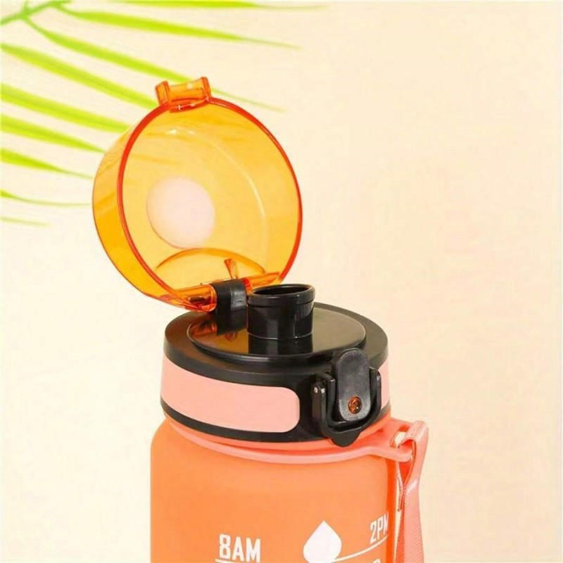 Butelka na wodę, bidon z miarką 1L OMBRE Pomarańcz z Fuksją BD15 - obrazek 2