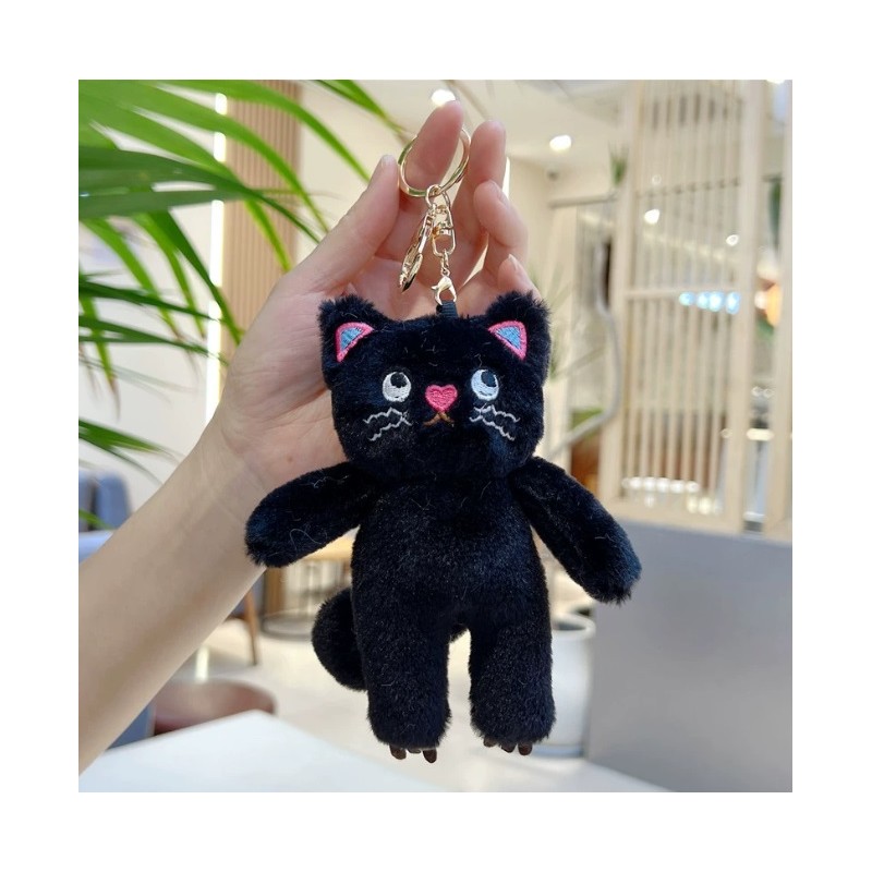 Brelok do kluczy pluszowy kotek czarny BRL396CZ - obrazek 2