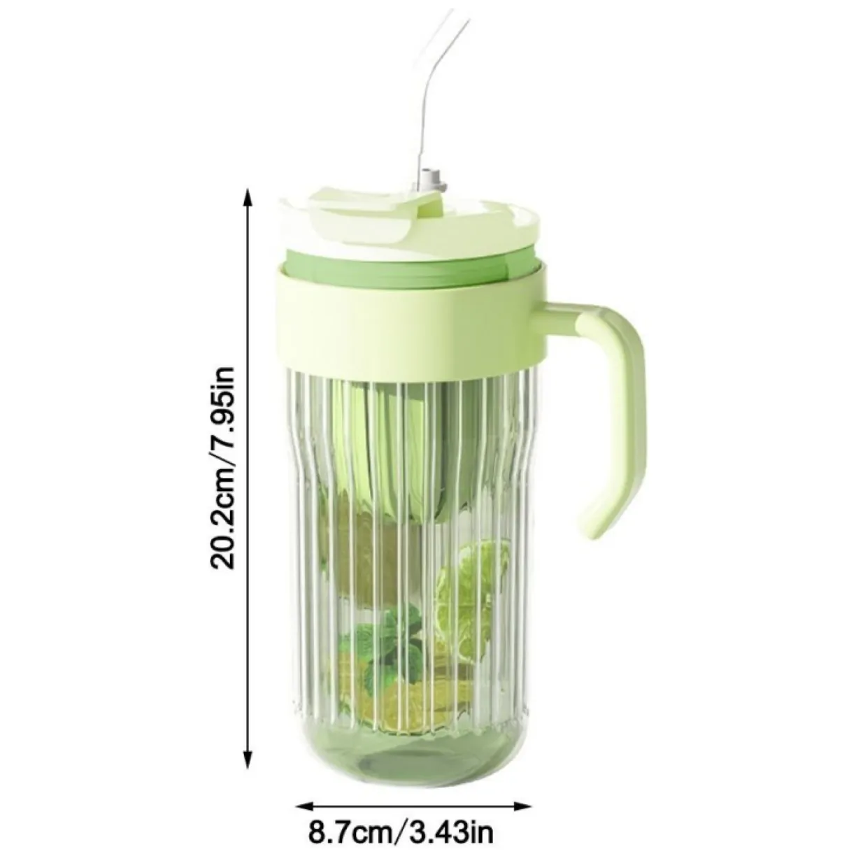Kubek z ryflowanego szkła na Kawę Herbatę ze słomką, sitkiem i zamknięciem 550 ML CUP12R - obrazek 4