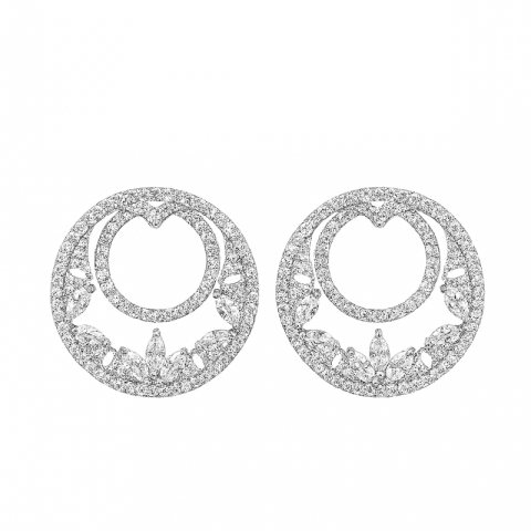 Kolczyki okrągłe kryształowa rozeta, cyrkonie K711
