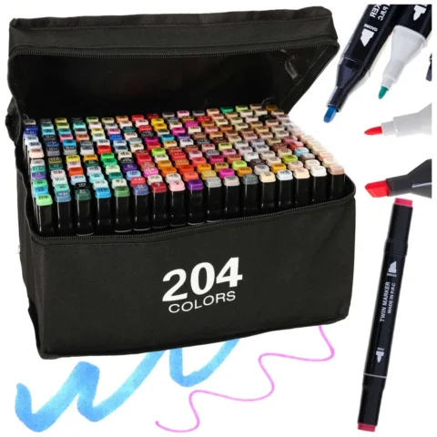 Markery dwustronne mazaki alkoholowe w etui 204 + podstawka