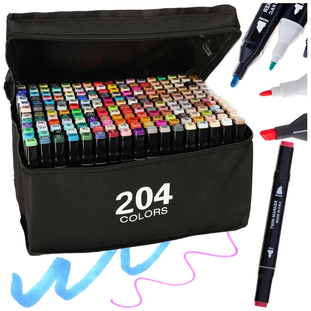 Markery dwustronne mazaki alkoholowe w etui 204 + podstawka