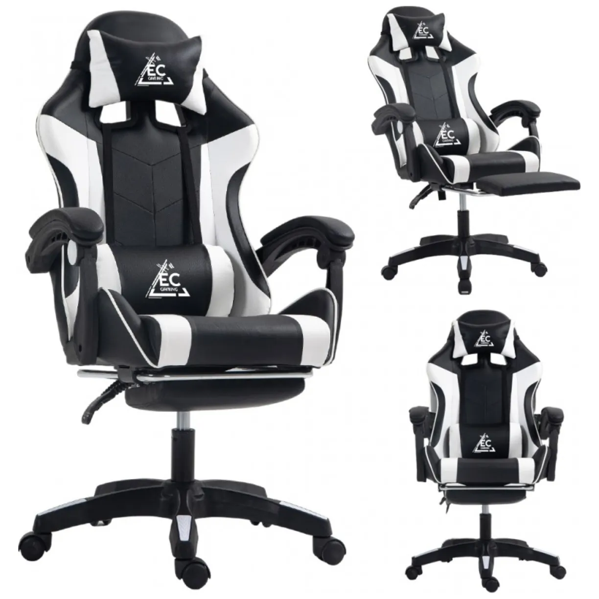 Fotel gamingowy obrotowy z podnóżkiem EC GAMING masażer - obrazek 4