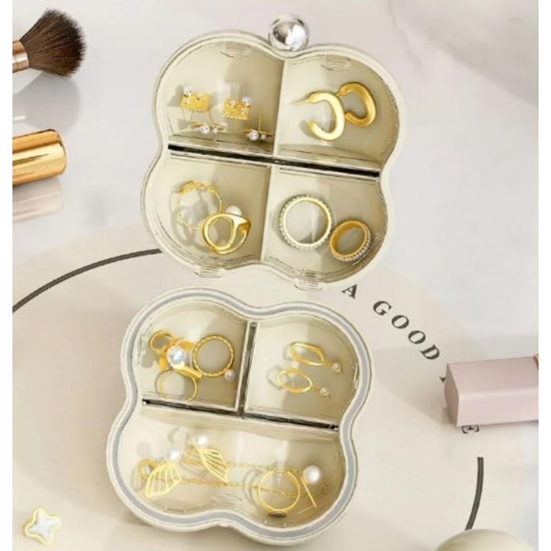 Kuferek etui organzier przenośna szkatułka na biżuterię kremowa PD156R - obrazek 5