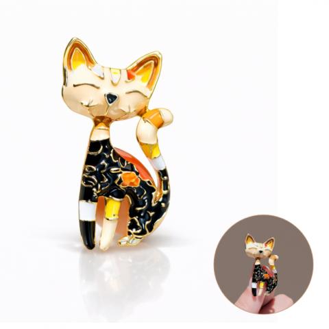 Broszka ozdobna - kolorowy emaliowany KOT BZ232