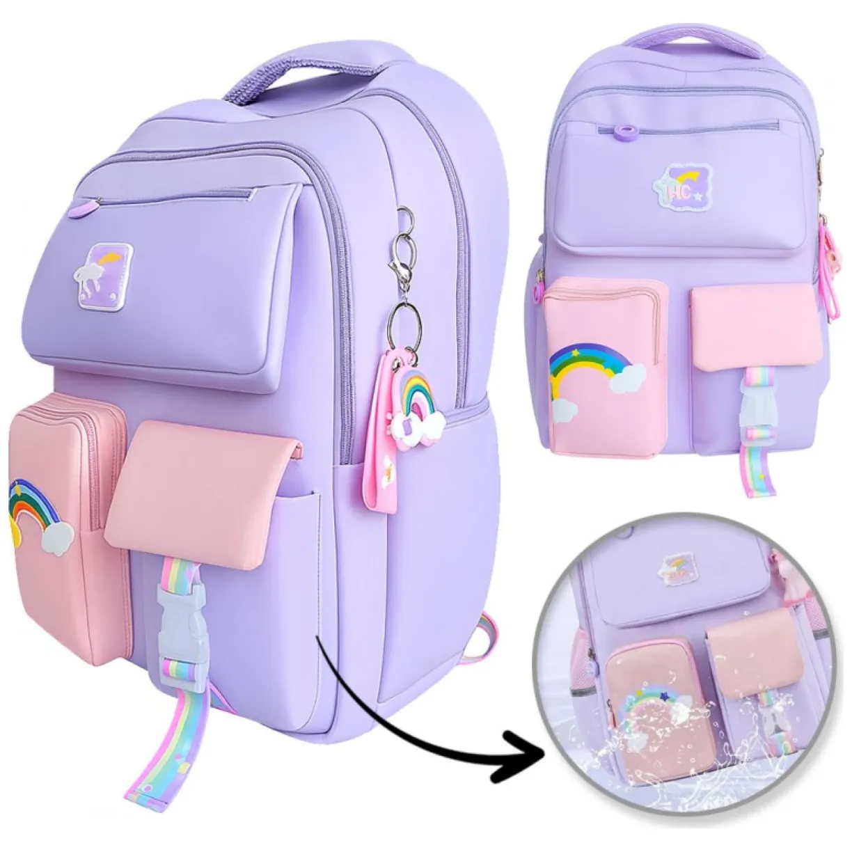 Plecak RAINBOW sweet szkolny uniwersalny kieszonki, odblaski PL160FIO