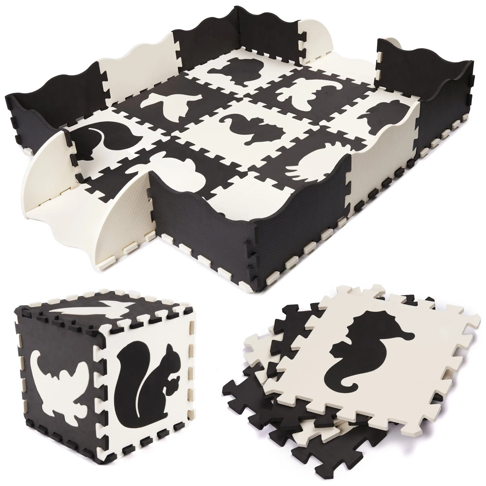 Mata edukacyjna piankowa puzzle 114 x 114 x 1 cm czarna 25 elementów