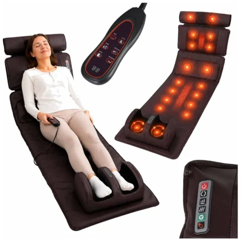 Masażer pleców ciała mata masująca z pilotem Shiatsu podgrzewanie masaż nóg