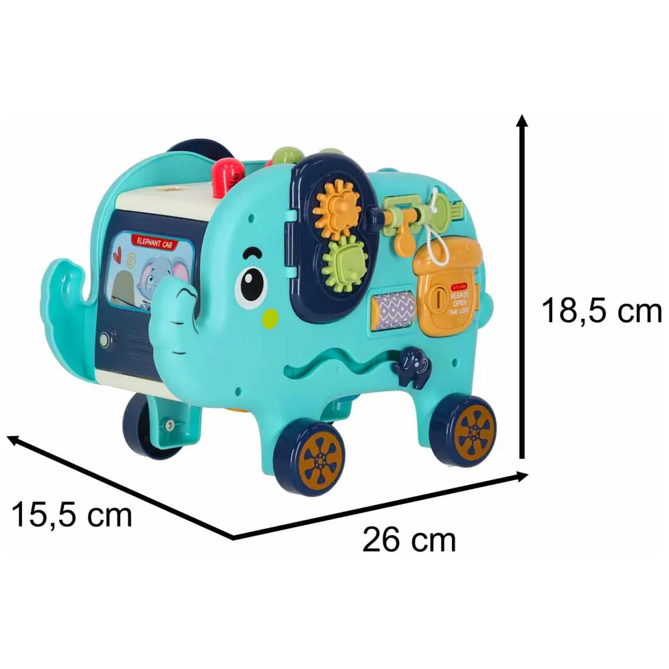 Słonik interaktywny Montessori wbijak sorter klocki młotek edukacyjny 26cm - obrazek 12