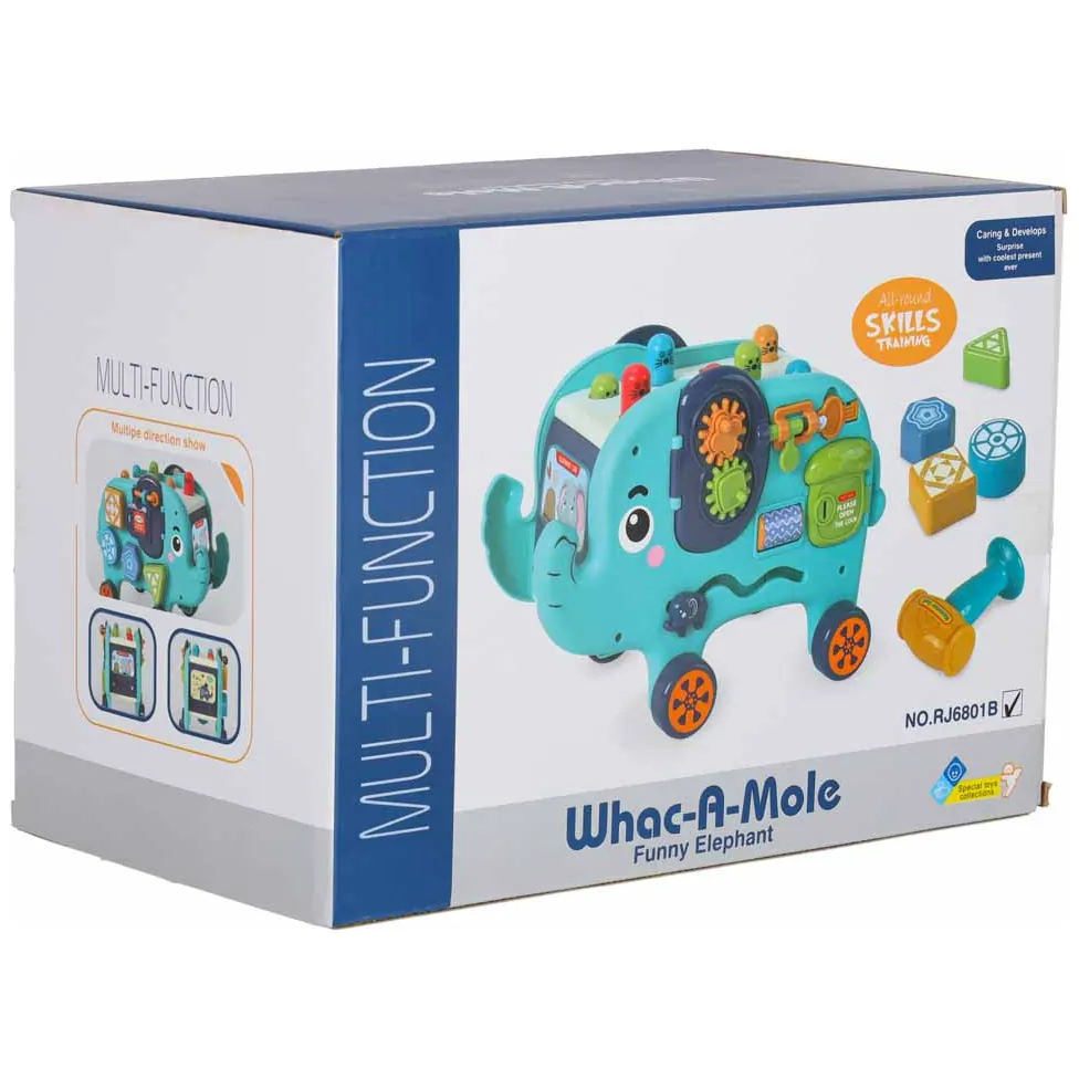 Słonik interaktywny Montessori wbijak sorter klocki młotek edukacyjny 26cm - obrazek 13
