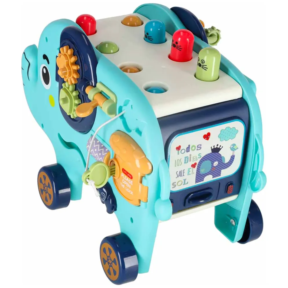Słonik interaktywny Montessori wbijak sorter klocki młotek edukacyjny 26cm - obrazek 7