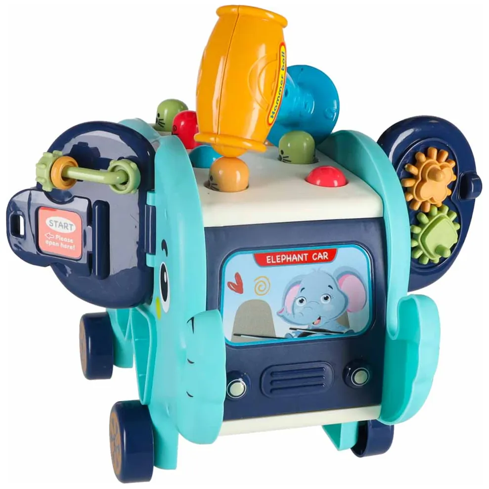 Słonik interaktywny Montessori wbijak sorter klocki młotek edukacyjny 26cm - obrazek 8