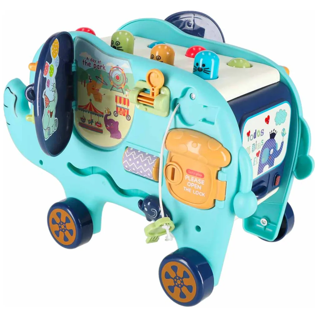 Słonik interaktywny Montessori wbijak sorter klocki młotek edukacyjny 26cm - obrazek 9