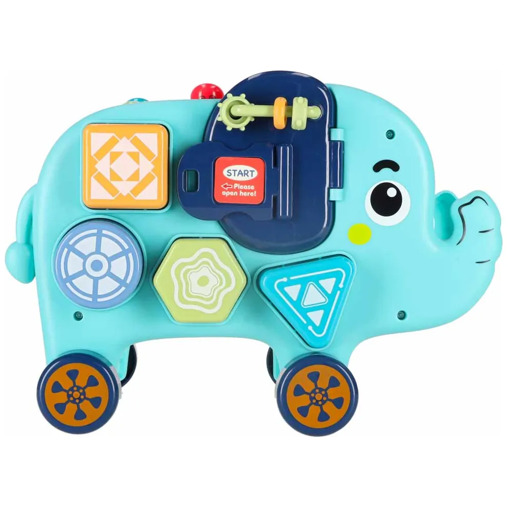 Słonik interaktywny Montessori wbijak sorter klocki młotek edukacyjny 26cm - obrazek 10