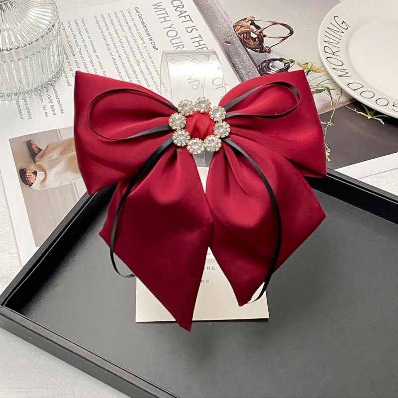 Spinka klamra do włosów Bordowa Kokarda z diamencikami XL SP441BOR - obrazek 2