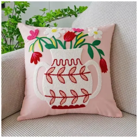 Poszewka na poduszkę 45 x 45 cm dzbanuszek z kwiatami BUKIET