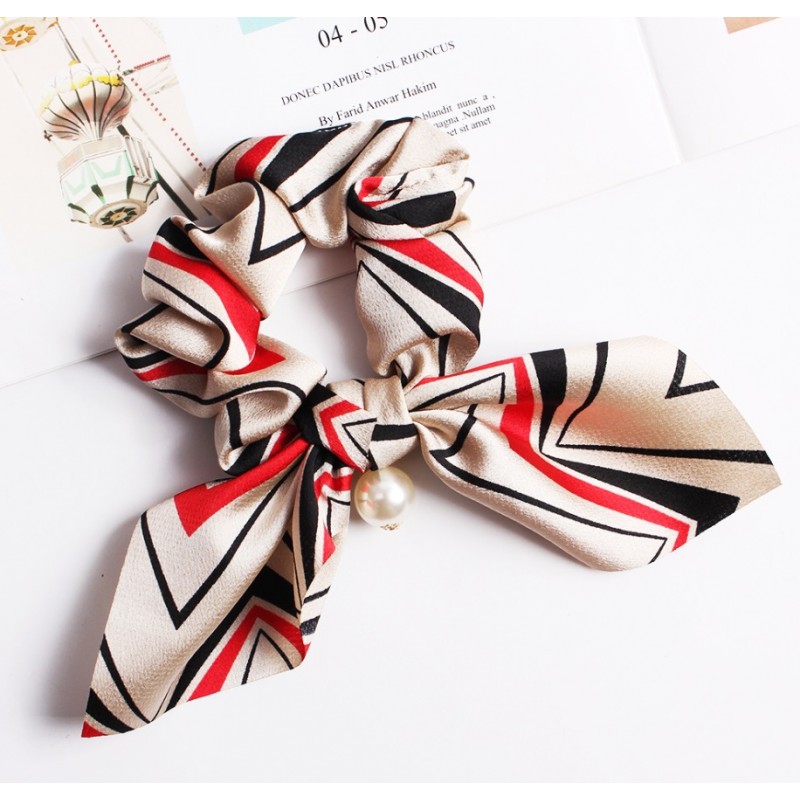 Gumka do włosów apaszka krótka z perełką PIN UP GUM70 - obrazek 2