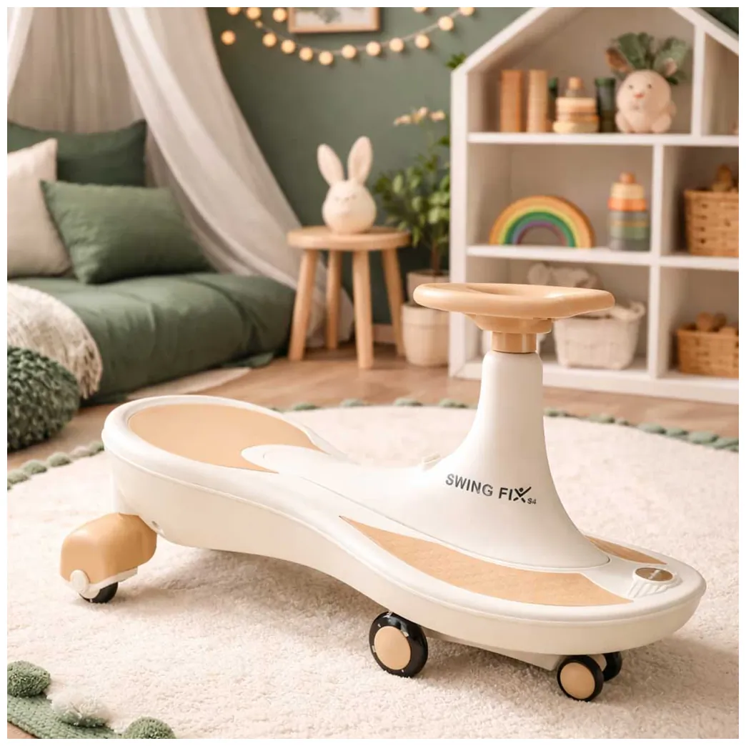 Jeździk grawitacyjny z muzyką i świecącymi kołami LED - beżowy, 76 cm - obrazek 13