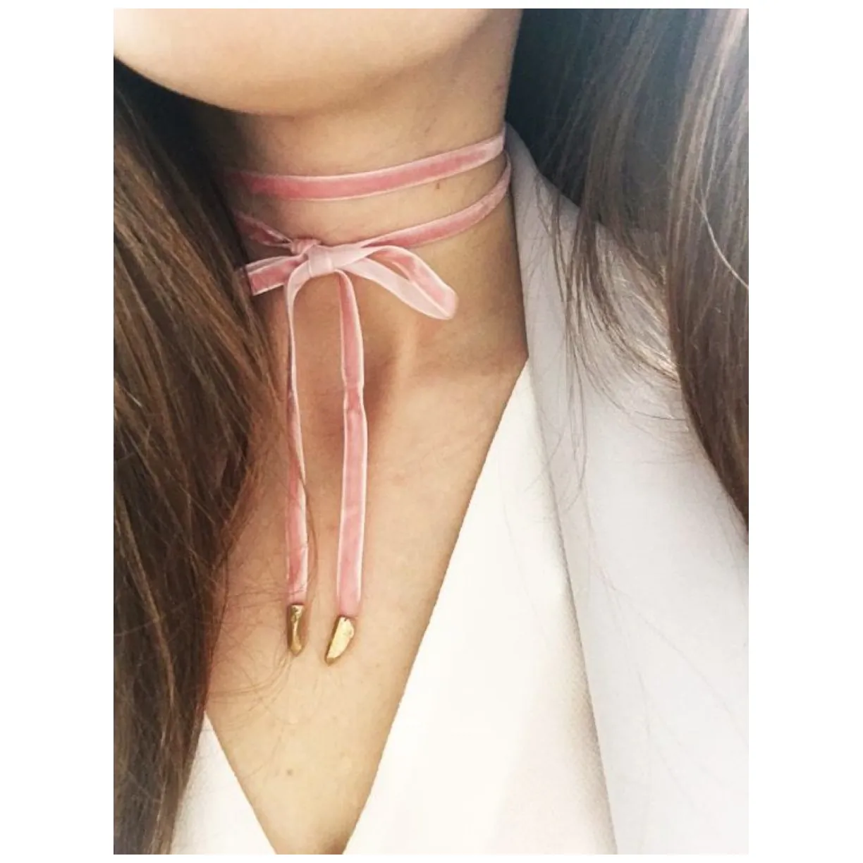 NASZYJNIK CHOKER VELVET - RÓŻOWY N484R