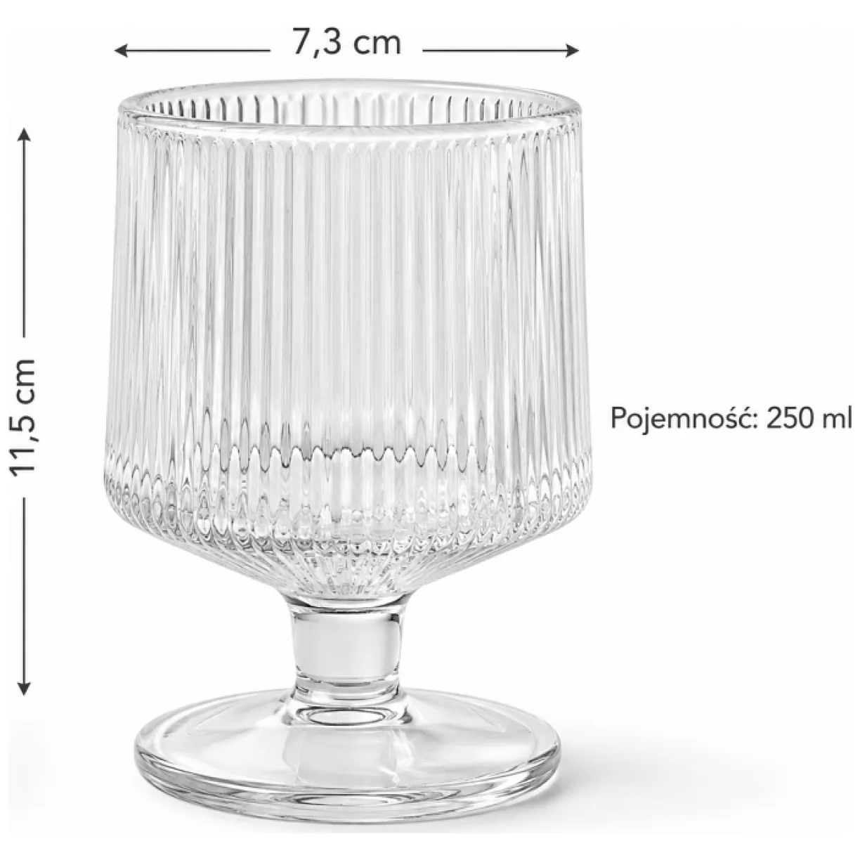 Zestaw 6 szt ryflowanych szklanek na nóżce do drinków i deserów 250 ml - obrazek 8